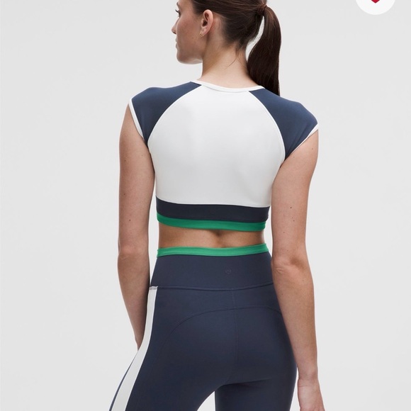 Lululemon High-Waist Colorblock Performance Leggings - Navy & White - Picture 2 of 2